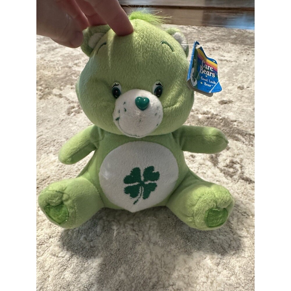 Vintage 2002 Care Bears Play Along Good Luck Bear Four Leaf Clover Plush